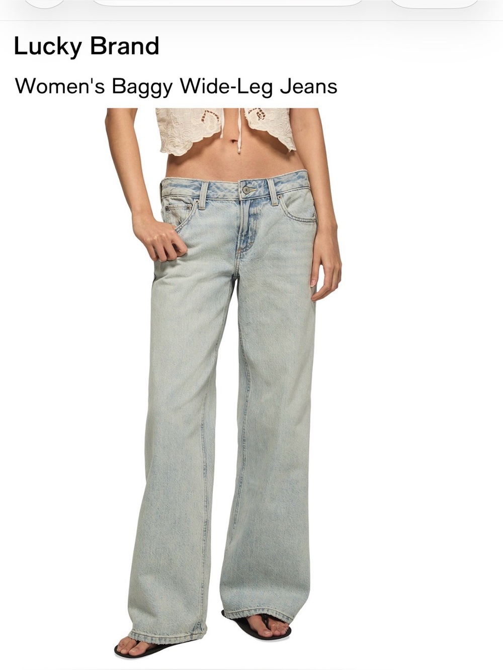 Lucky Brand Pale Blue Wide-Leg Baggy Jeans